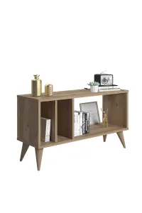 Norm TV Stand with 2 Shelves Small TV Cabinet, 90 x 30 x 49 cm TV Unit Table for TVs up to 42 inch, Oak