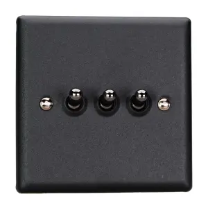 Varilight 3-Gang 2-Way 10A Toggle Switch Matt Black