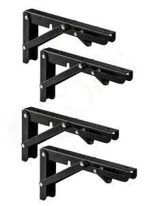 Dihl 12 inch Black Folding Shelf Bracket - 2 Pairs