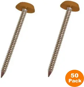 50 Pack UPVC Panel Pins 40mm Poly Top Pins Nails Plastic Headed Fascia Fixings Roofing Nails Oak