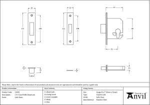 From The Anvil Satin Brass 2 1/2" Euro Profile Dead Lock