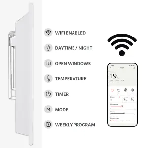 MYLEK Panel Space Heater White 0.5KW Eco, Smart and WiFi App Slimline Low Energy - Wall Mounted, Bathroom IPX4