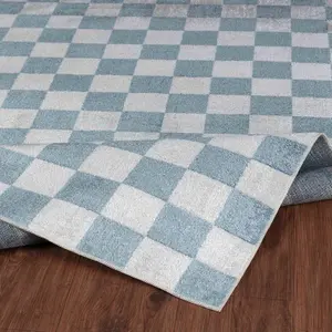 CHELSEA Machine Washable Checkered Area Rug 200 x 275 cm