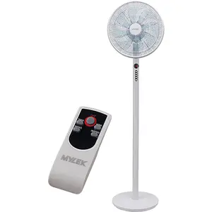 MYLEK 14" Adjustable Stand Fan 60W with Remote Control - Oscillating Pedestal Fan with Timer, 3 Speed Settings & 3 Wind Modes