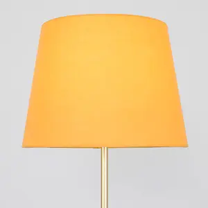 ValueLights Modern Standard Floor Lamp In Gold Metal Finish With Mustard Tapered Shade