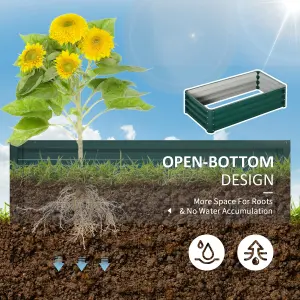 Outsunny Raised Garden Bed Elevated Planter Box for Flowers Green