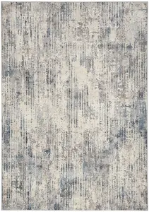 Abstract Ivory Grey Blue Modern Rug For Living Room Bedroom & Dining Room-66 X 229cm (Runner)