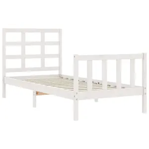 Berkfield Bed Frame with Headboard White 100x200 cm Solid Wood