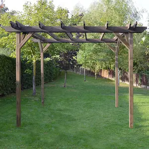 Double Garden Pergola - Wood - L180 x W480 x H270 cm - Rustic Brown