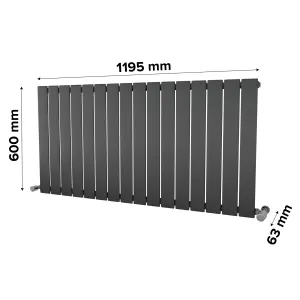 Ximax Vertirad HW6001195A Anthracite Gas Horizontal Designer panel 2809BTU Radiator, (W)1195mm x (H)600mm