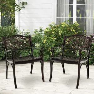 Costway 2 Pcs Cast Aluminum Patio Dining Chairs Heavy Duty Metal Bistro Chairs