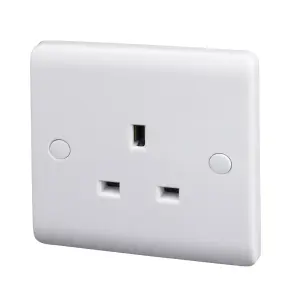 LAP White Single 13A Unswitched Socket with Colour matched inserts