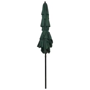 Berkfield 3-Tier Parasol with Aluminium Pole Green 2x2 m