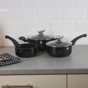 BLAUMANN 5Pc Set Aquamarine Colour Cookware Induction Pot Pan Saucepan Casserole Soft Touch Handle