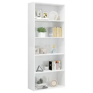 Rian Bookcase High-gloss White / 189cm H x 80cm W x 30cm D