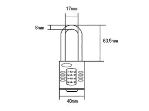 Squire CP40/2.5 4-Wheel Heavy-Duty Combination Padlock with Long Shackle for Ultimate Security