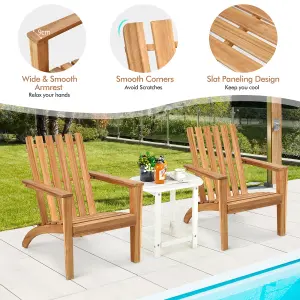 Costway Solid Acacia Wood Adirondack Chair Outdoor Patio Chair Lawn Chair