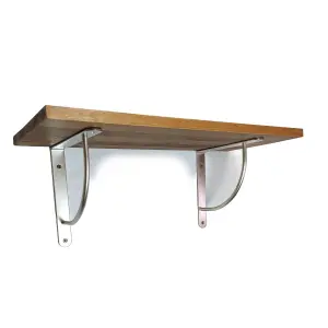 Solid Pine Rustical Shelf Medium Oak with LUK02 Bracket 25x120cm