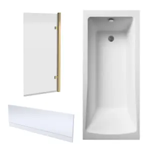 Bath Suite -1700x700mm Square Bath, Front Panel and Square Screen -Brushed Brass