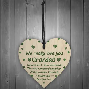 Fathers Day Birthday Gifts For Grandad Wood Heart Thank You Grandparent Gift