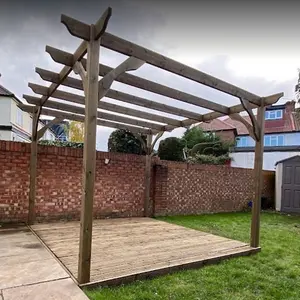 Premium Pergola and Decking Kit - Wood - L240 x W240 cm - Rustic Brown