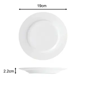 24pc White Round  Rimmed Dinner Set