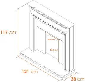 Adam Honley Fireplace in Pure White & Grey with Downlights, 48 Inch