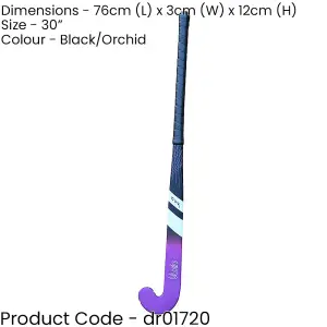 30 Inch Fiberglass Hockey Stick - BLACK/PURPLE - Standard Bow Comfort Grip Bat