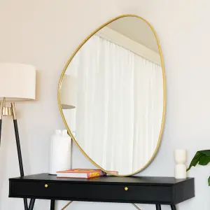 Jobu home - Izumi - Gold Metal Irregular Pebble Mirror - 120cm x 90cm