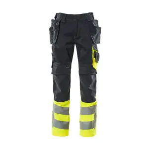 Mascot Safe Supreme Trousers with Holster Pockets (Dark Navy/Hi-Vis Yellow)  (34.5) (Leg Length - Long)