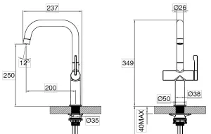 Clearwater Mariner Kitchen Filter Tap Filtered Water & Cold & Hot Brushed Brass PVD - MAL10BB