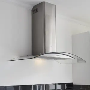 Cooke & Lewis CLCGS90 Stainless steel Curved Cooker hood (W)90cm - Inox