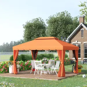 Outsunny 3m x 3.6m Aluminium Gazebo Canopy Patio Marquee Party Tent Orange