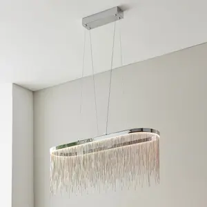 Octavia Chrome and Silver Waterfall Effect Oval LED Ceiling Pendant