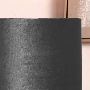 35cm Grey Velvet Cylinder Lampshade For Table Lamps