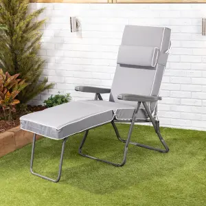 Alfresia Garden Sun Lounger - Charcoal Frame with Grey Luxury Cushion