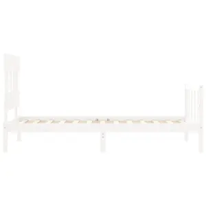 Berkfield Bed Frame with Headboard White Single Solid Wood