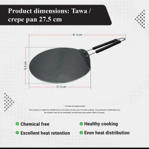 Buckingham Premium Iron Traditional Crepe Tawa Pan 27.5 cm