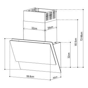 GoodHome PlasmaSense GHAG60PLAS Black steel & glass Angled Cooker hood (W)59.8cm - Gloss black