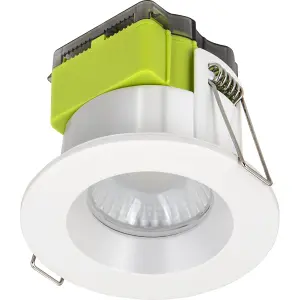 Luceco FType Mk2 Matt White Fixed LED Fire-rated Warm white Downlight 6W IP65