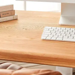 Off the Grain Wooden Desk - Computer Table Made From Solid Oak - 100cm (L)