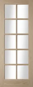 10 Lite Glazed Oak veneer Internal Door, (H)1981mm (W)686mm (T)35mm