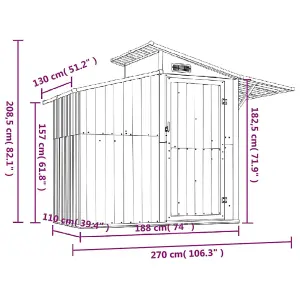 Berkfield Garden Shed Grey 270x130x208.5 cm Galvanised Steel