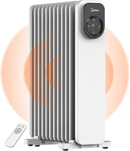 Midea 11-Fin Electric Heater Oil-Filled Radiator with Remote Control & LED Touch Screen