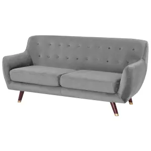 3 Seater Velvet Sofa Grey BODO