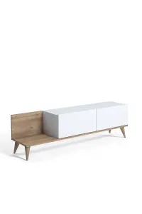 Soho TV Stand with 1 Shelves and 2 Cabinet, 152 x 35 x 43 cm TV Unit Table for TVs up to 55 inch, Oak/White