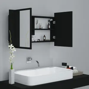 Berkfield LED Bathroom Mirror Cabinet Black 80x12x45 cm