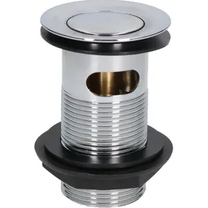 Chrome Push-Button Spring Plug Basin Sink Waste Slotted 1-1/4" (32mm) with Seal