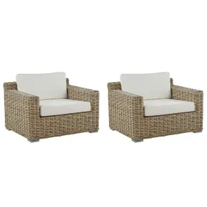 Set of 2 Garden Armchairs ARDEA Rattan Light Brown