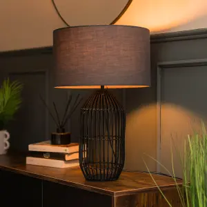 ValueLights Hollins Matt Black Table Lamp